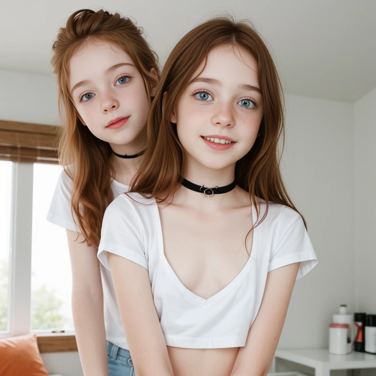 2heads, (one head adult:1.5), (one head young child:1.5), (a redhead and a brunette:1.4)