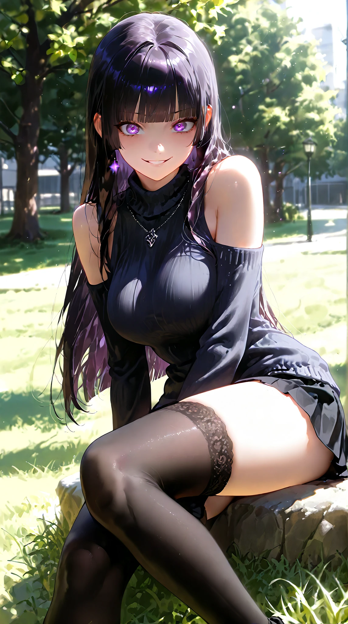masterpiece, Highest quality, Highly detailed CG Unity 8k wallpaper,Tifa Lockhart , Elegant long straight blonde hair, (Mckenna Grace), (Big Tits,Thighs),Black Hair、 (Sparkly tutu,long rabbit ears headgear, garter belt, bow tie), (Spread your legs), (blush), Oilskin, (Captivating smile), (Wonderland), Pretty face, Key Art, Awards, intricate detail realism hdr,(Erotic squatting), Photorealism, Hyperrealism, Ultra-realistic, Dramatic Light, Strong Shadows, Nice views, Depth of written boundary,A clear crotch bite、Well defined nipples、((Nipples are visible:1.3))、Purple lace high leg leotard、Red Eyes,Realistic nipples、Detailed nipples,Realistic pussy