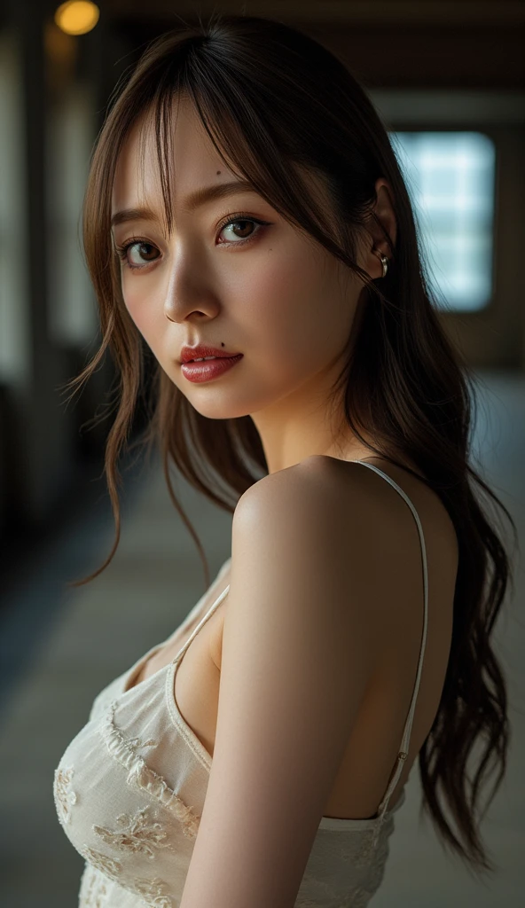 (Highest quality:1.4),(masterpiece:1.4),(Realistic:1.4),(Realistic:1.2),(超High resolution, RAW Photos:1.4),(High resolution, Ultra-detailed:1.2),(8k:1.2),Cinematic photography,a photo of a dark-haired,One girl,alone,wear ,((Japanese female warrior))、((Upper Body:1.3))、Raise your arms to show your sides、((Raise your arms to show your sides))