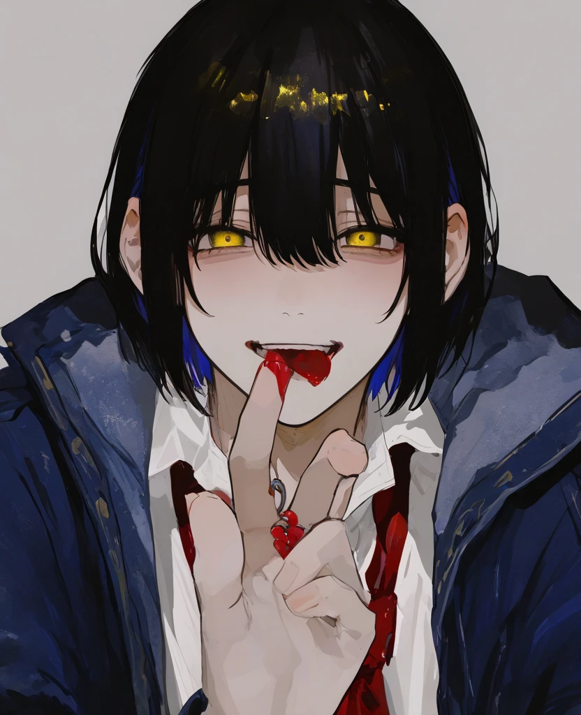 score_9, score_6_climb, source_anime, 1 man, alone, climbper body, Shinomiya Kaguya, conjunctivitis, black hair, black dress, white sailor collar,, Put your hand on your chin., Heart-shaped eyes, no pclimbils, smile softly, tooth, tsurime, black background , stick out your tongue, sexy, saliva, flirt, It has black wings., Hakama style kimono,Thondakar