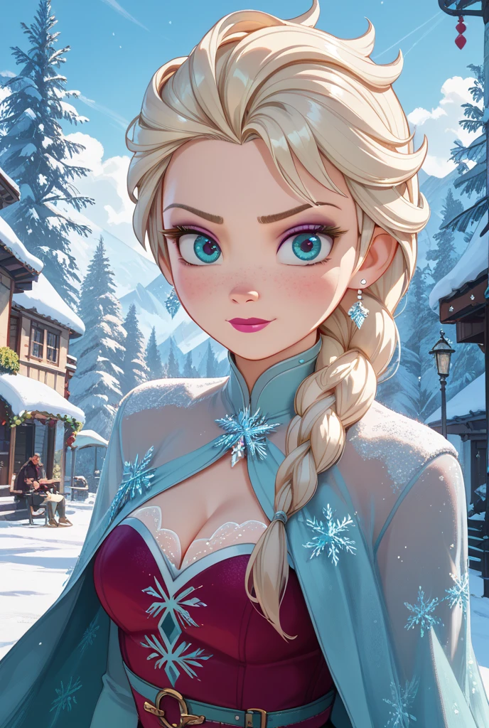 (better quality,ultra-detailed,Realistic:1.37)、Sorcière attaquante avec la magie du givre、; lingerie couleur vive, gros seins,porte jarretelle,Une jeune femme de 18 ans、(piercing eyes:1.5)、look agressif、Elegant outfit、electric arcs dance around'elle、hold a large magic scepter enchanted with frost magic,outside, scene of launching an attack with a magic circle, an ice cream cone , corps entier,pas de robe