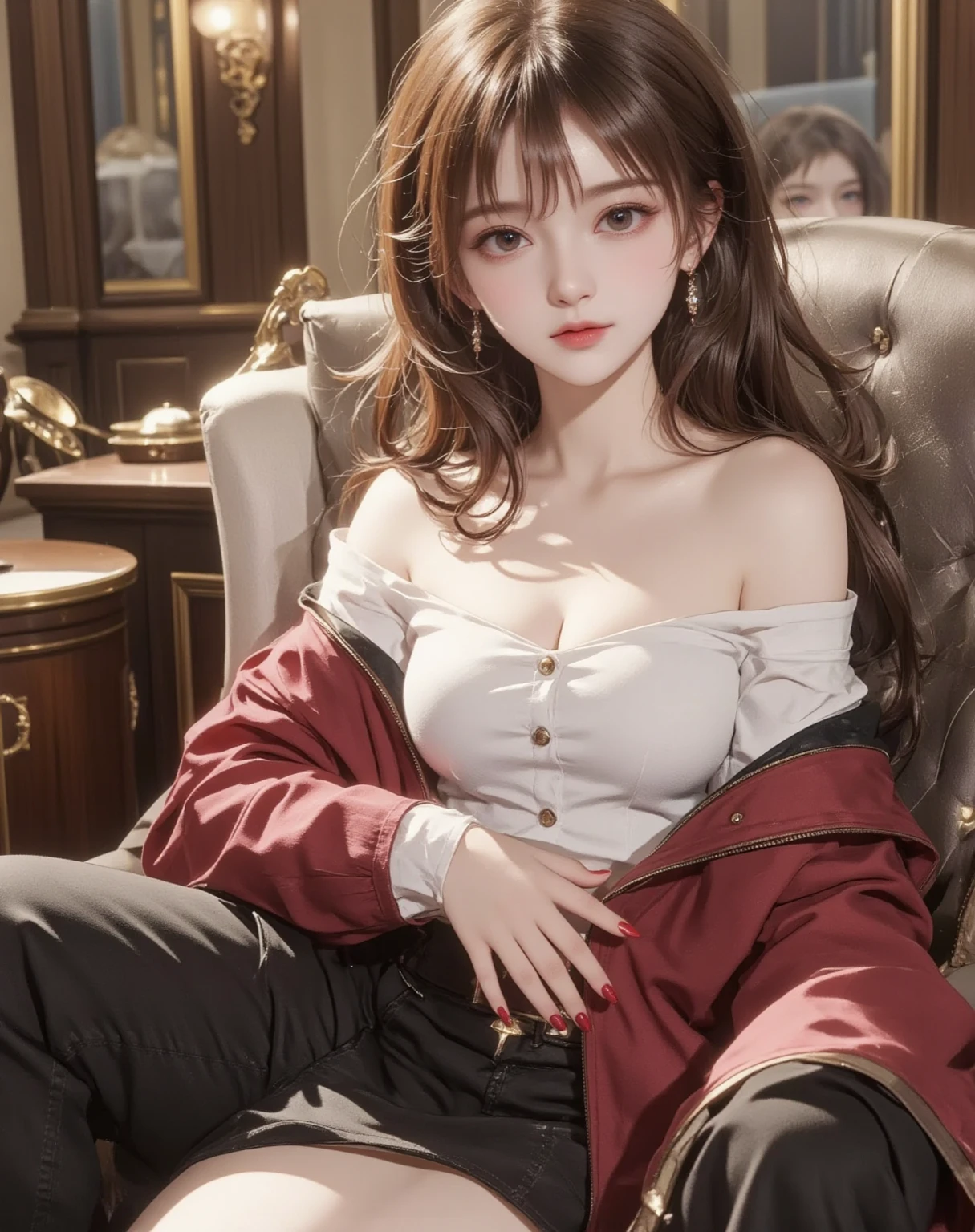 ((((Best Quality, 8K, 32K, masterpiece, 1.2)))),{{solo}},nsfw,{{{Artist: EUPHORIA's style}}},((perfect beautiful face:1.2)), sitting on chair, inserted KinkyToys-Balls into pussy, embarrassed, overflow cum from pussy, vivid pussy, a lot of public hairs,