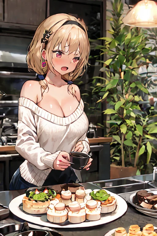 (small breasts:1.2), (perky chest:1.2), (pointed chest:1.2), (Pudding cake magazine cover:1.3),(from above:1.0),(shoot from the side:1.1),masterpiece, 1girl, Amazing Cleavage:1.1, thin waist, optimum,tmasterpiece,hight resolution,best qualtiy,hyper HD,super detailing,awardwinning,a 18yo cute girl,(The upper part of the body),anatomy correct,Beautiful Black miniskirt,garters,Gaze,Small face,bangss,holster,Beautuful Women,hands up,leg holster,Gaze,black boots,Cowboy Shot,cute face,a blond,Longhaire,Twin-tailed,Braids, Hairline,(scarlet eyes),long eyelasher,Hanging eye corners,White skin of the, ((see through camisole:1.1)), ((Sheer nipples:1.0)),Rocket Tits,(Slim body),smile,seductive weak smiling,(with sparkling eyes and a contagious smile),little open mouth, Looking at Viewer,
