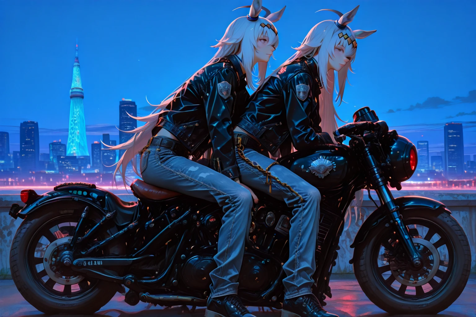 ""girl similar to gorillaz noodles, ((drawing)), ((anime girl nose)) a woman sitting on top of a motorcycle next to a dog, cyberpunk art, by Ren Bonian, afrofuturism, hip hop album cover , tattoo style, dorohedoro, lebron james in gta v cover art, fleshy - cyborg - zombie, made of metal, antwoord style outfit, jojolion cover art style, black woman, rhythm