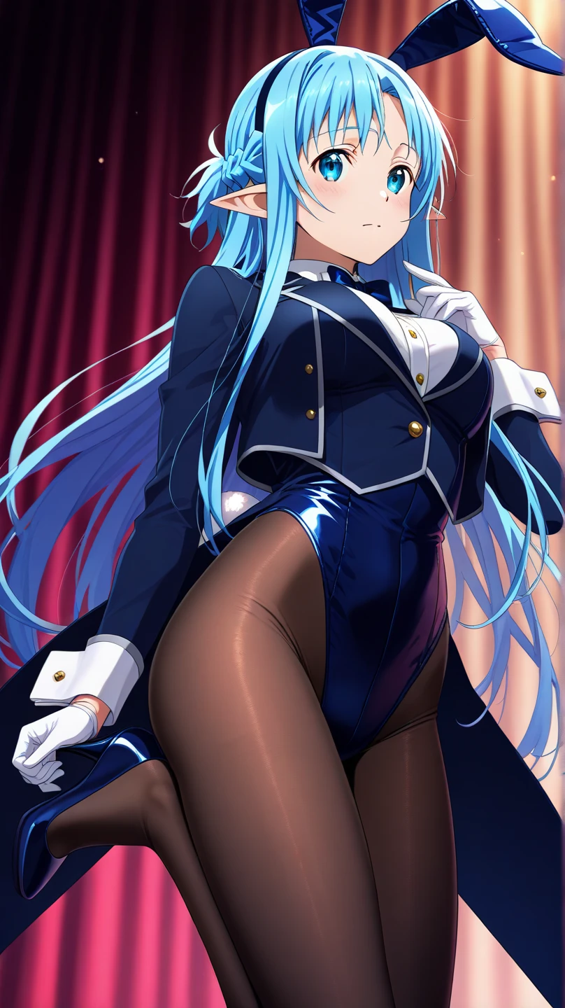 masterpiece, best quality, solo, (detailed eyes:0.9), (detailed lighting, depth of field:0.9), solo, thighhighs, breasts, gloves, elbow gloves, long hair, cleavage, large breasts, fishnets, navel, high heels, long legs, fishnet thighhighs, hand on hip, side-tie panties, shoes, full body
<lora:Viletta-000007:0.6>