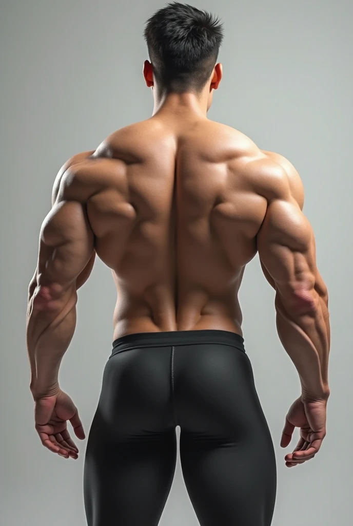 Muscular 17 year old ager, with strong arms, defined and wide back, With a big ass, without wearing a shirt, with very large penis and tall stature