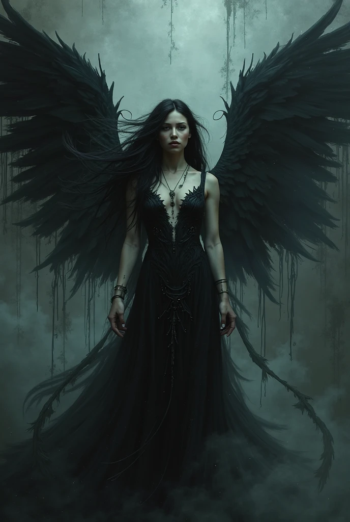 Fallen angel with weapon tattoo