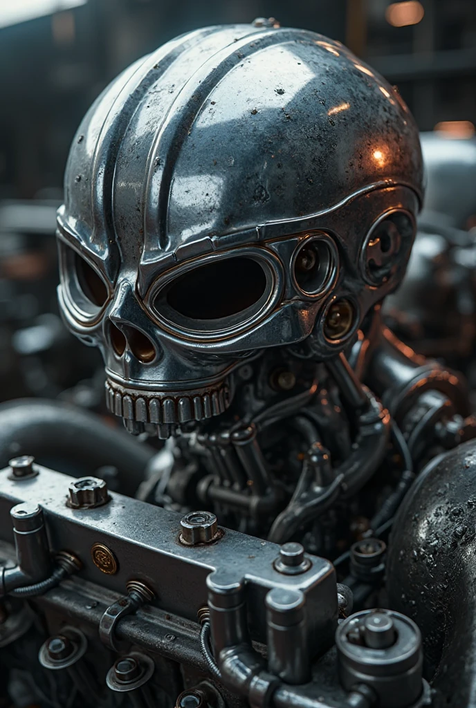 Close-up of soldier in military uniform with military helmet and skull cap; context of destructive war; Terminator skeleton; skull mask; menacing, fantastical style; iron armor with skeleton decoration; cinematic colors.
Photo taken with Canon EOS R5 85mm f/11 Camera, ((sharp)) mode of people and surrounding scenery. Image quality ((8K)), ((lifelike)), ((masterpiece)), ((sharp and highest contrast)), ((great depth of field)), ((light stereolithography)).