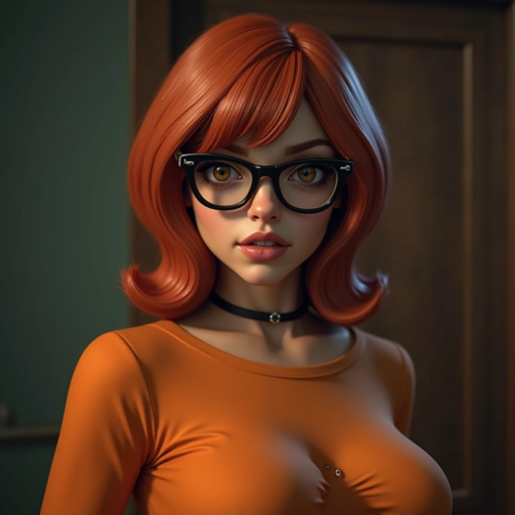 Velma dinkley as a nude pinup girl, topless, nude, sheer panties, small