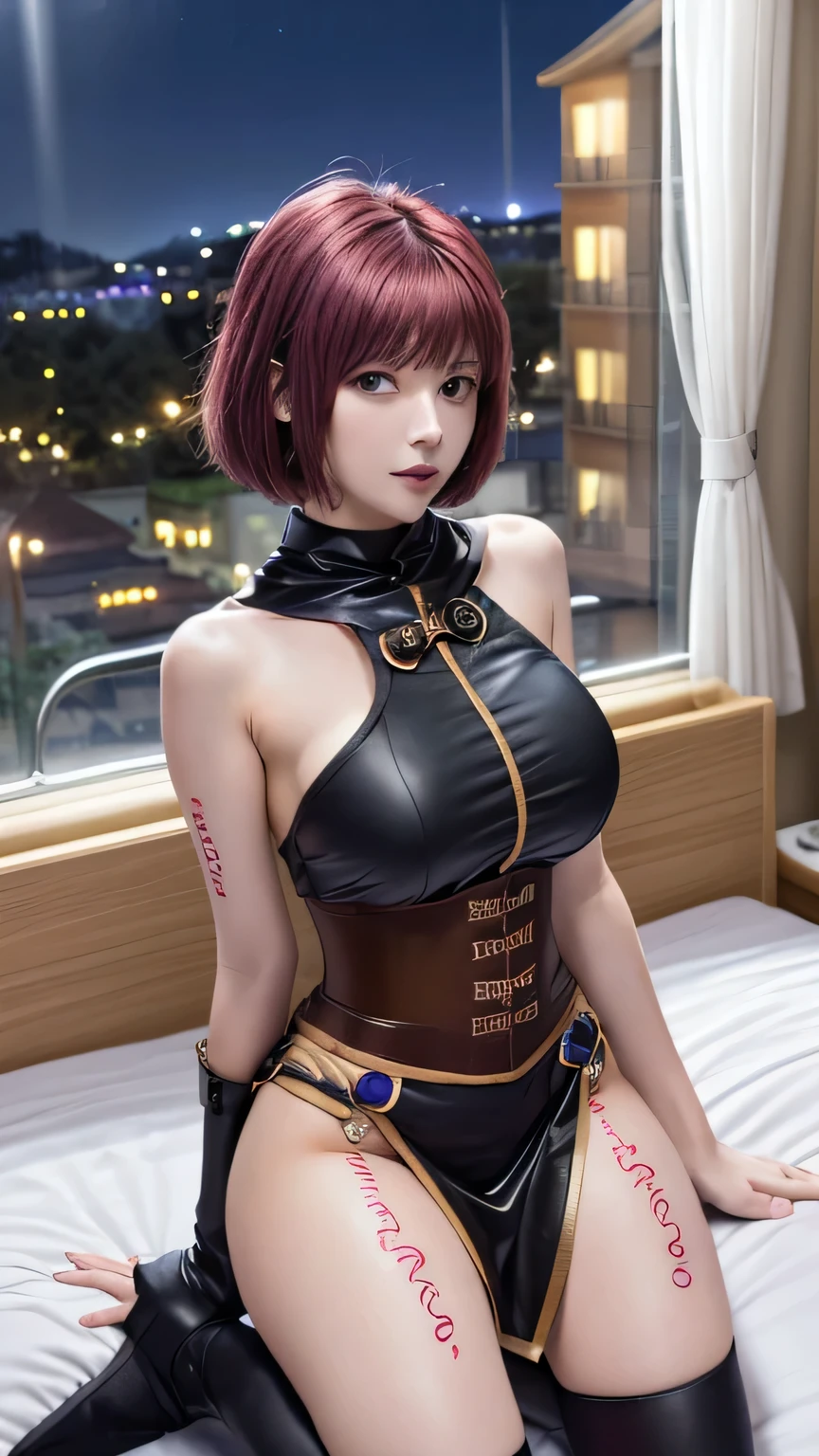 score_9, score_8_up, score_7_up, 8k, best quality, (photo realistic:1.37), real picture, raw photo, sharp image, intricate details, ultra-detailed, hyper detailed eyes, detailed skin with a flawless texture delicate and refined, ultra highres, depth field, masterpiece, extremely detailed,
<lora:detailed_notrigger:1>,
(0.2 :: big close-up shot:1.8), angled shot from the side , from miiddle ,
1girl, nel zelpher, <lora:nel-zelpher-ponyxl:1>, an extremely beautiful 23-year-old girl, red hair, purple eyes, perfect shiny skin, flawless skin, fair skin, <lora:breasts_slider_v2:6>, cleavage, slender, light blush, looking at viewer, solo,
<lora:ALTXL_001_4:1>,
covered nipples obviously protruding through clothing, (sweat:0.6), seduction, nsfw,
(outfit with (black dress, short dress, striped scarf, vambraces, fingerless gloves, black thighhighs),:1.3)
(0.1 :: Lying on the side, one hand under the head :1.3),
daytime ,
(in front of a window background:1.3),
<lora:LCMTurboMix_Euler_A_fix:1>