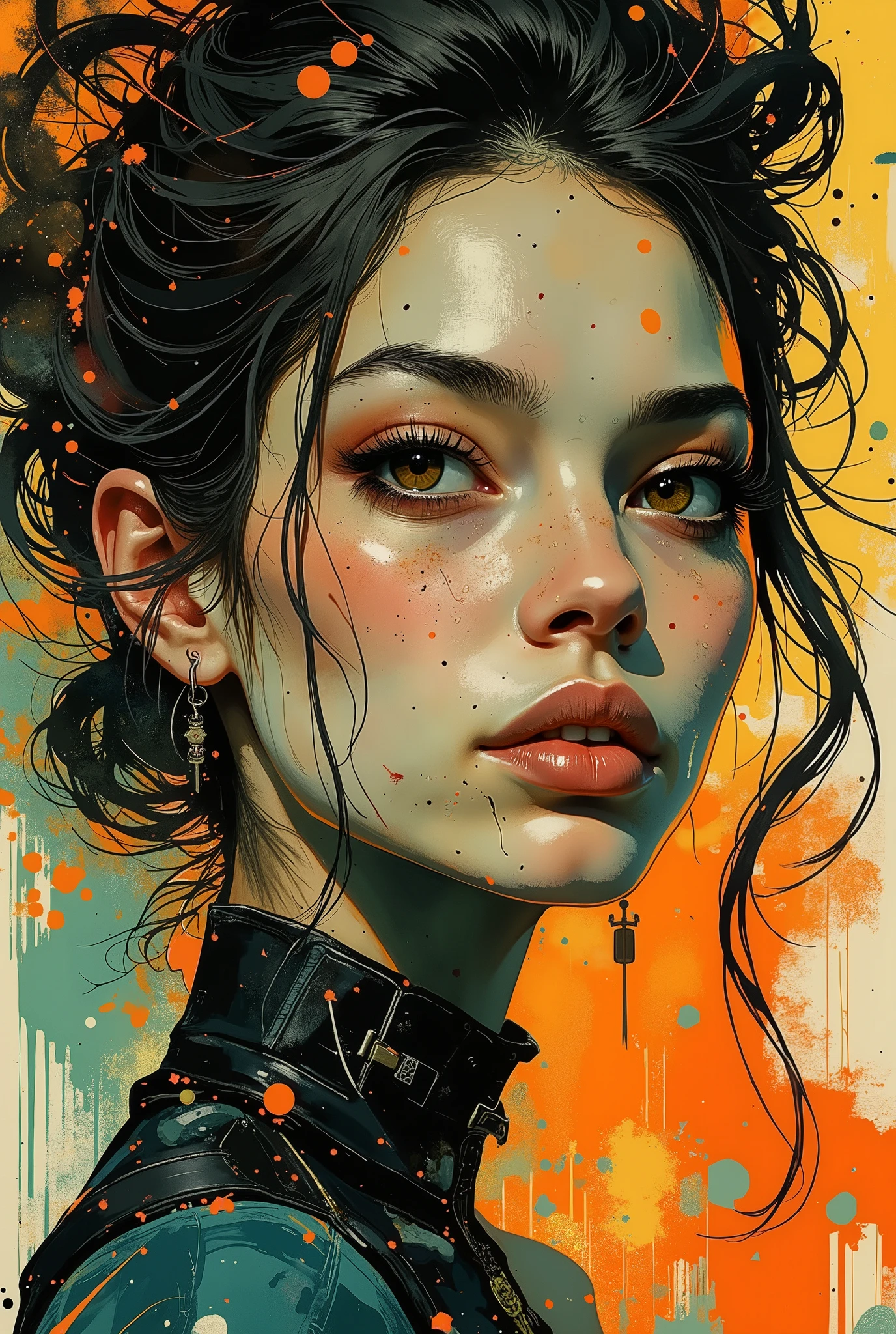 CLRFL-style digital drawing, depicts a portrait of a woman.