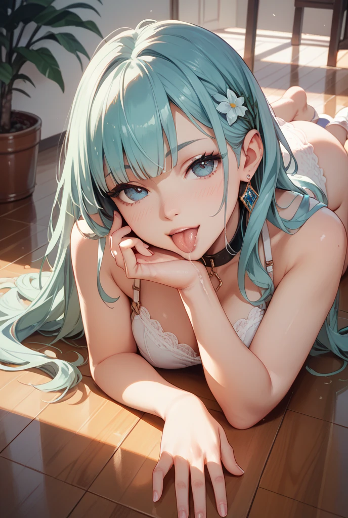 NSFW,((1 boy,fellatio, penis)),((cum facial)),(Best Quality,High resolution,8k,finelity detailed background,Masterpiece:1.2)beautiful girl,Shiny green hair,messy hair,Beautiful green eyes,Best quality,Best Quality,Aesthetic and aesthetic:1.2,Best details((Super detailed))(High-definition CG illustrations),cute,cute,Looking up,blush,nude,on the bed