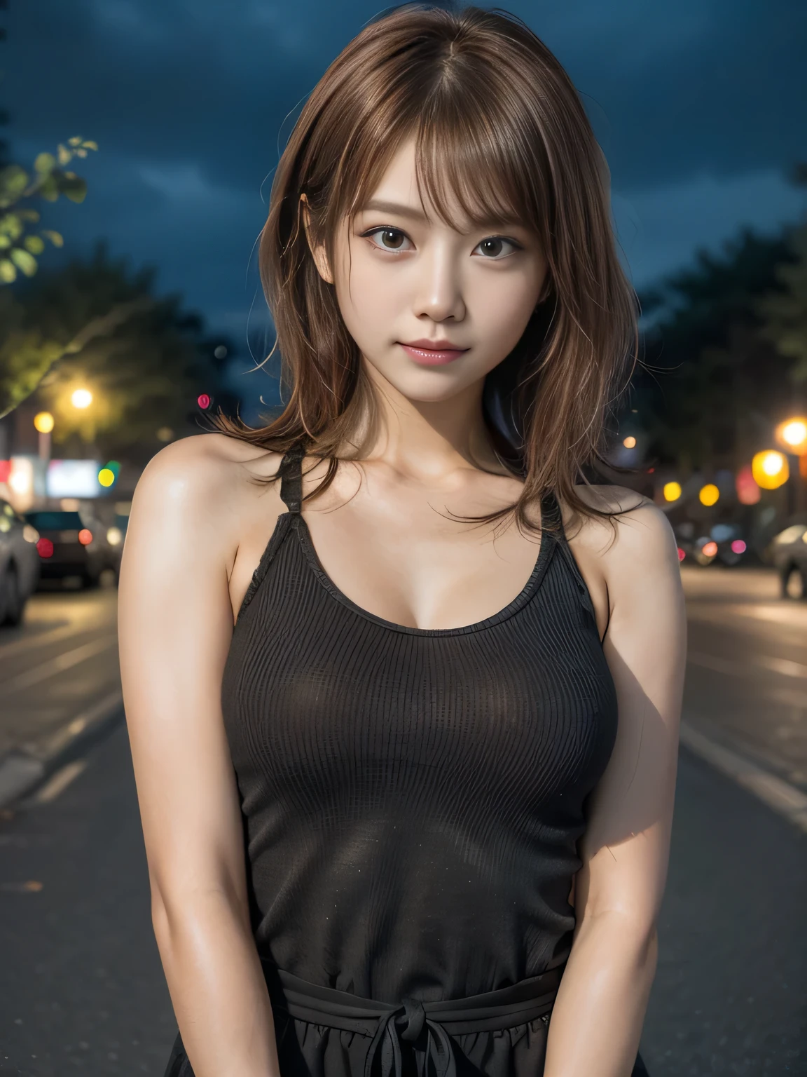 score_9, score_8_up,score_7_up,1girl, source anime,<lora:Sawa_Yoko:1> SAWA YOKO,cleavage,on the night street,wearring, shiny dress,