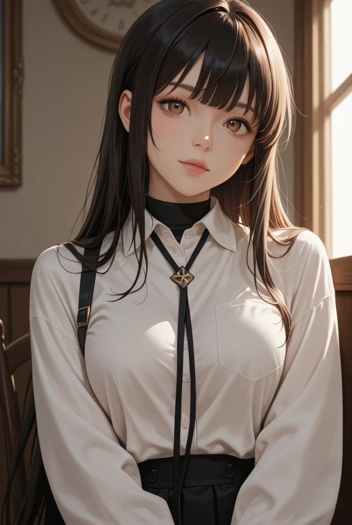 (Tabletop, Highest quality:1.2), 8k,LD, 85mm, Official Art, RAW Photos, Absurd, ((White see-through blouse)), Cute Face, ((Shooting from knee to overhead)), beautiful girl,(Light brown eyes:1.3) , (Navy Pleated Skirt:1.1), ((Plump breasts:1.5)),((Narrow waist:1.5)), ((I can see your thighs)), (No sleeve), classroom,(Brown Hair:1.3), Long Hair、(Putting out your forehead:1.2),Gaze at the photographer, (light makeup), (smile:0.4), Film Grain, chromatic aberration, Sharp focus, Face Light, Bright lighting, Teen, Detailed face, Background Blur, (Cleavage:1.8),(Wide open chest:1.5),(No bra),(Pink nipples),日本の学校のclassroom、classroom,
