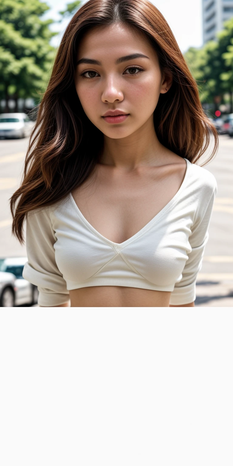 best quality, ultra high res, photoshoot, (photorealistic:1.4), best quality, ultra high res, photoshoot,(photorealistic:1.4), 1girl, "In the realm of enchantment, envision a truly captivating girl, boasting a flawlessly sculpted V-shaped body. Her light brown skin is a canvas for radiance, accentuated by a breathtaking makeup artistry that highlights her features with precision. From the arch of her eyebrows to the subtle glow on her cheeks, every detail contributes to an aura of irresistible allure, making her the epitome of beauty and charm, looking at viewer, cute, full body,kpop idol,light smile,