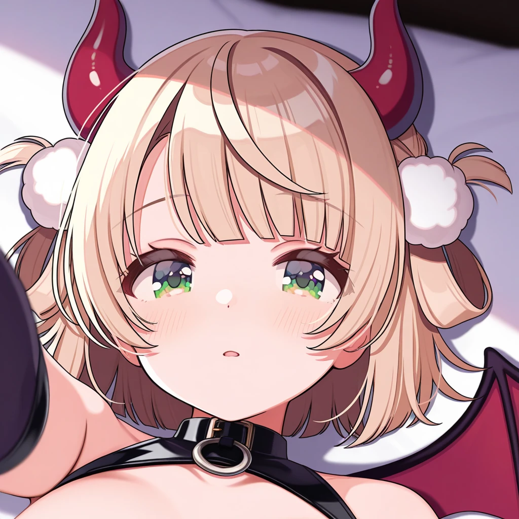 Succubus Seduction poses Erotic body kawaii faces Enchanting face Pose with open arms heart mark A slight smil Peachy Hair Eyes are hearts 4-arm Charm Magic Angle from above