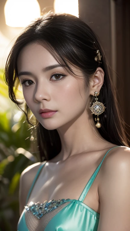 (((best quality))),(((ultra detailed))),(((masterpiece))),illustration,((1 beautiful girl,female Gypsy dancer,solo)),(shoulder length wavy bob hair:1.2),((slim,thin)),((small breasts,flat chest)),(detailed eyes:1.3),(strapless Bohemian style embroidered red bra:1.5),((earrings)),mystery,charm,(On the square outside Notre Dame Cathedral in Paris:1.5),(ancient Paris:1.2),traditional attire,vendors,fruits,handcrafted objects,pastries,bakeries,spire,Gothic architecture,sunlight,ethereal glow,busy cityscape,out of place,free spirit,creativity,lost in thoughts,dreams,possibilities,bygone era,snapshot,essence,magic of summer,(day scene:1.3),(outdoor:1.3),(surrounded by crowded crowds:1.3),((from front,close-up of face))