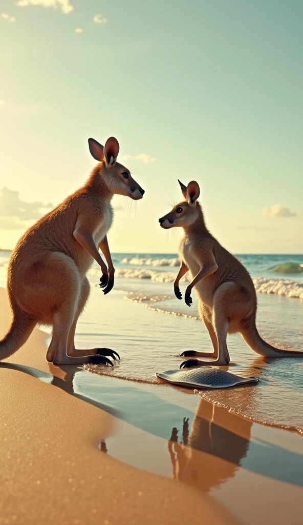 there are two kangaroos standing on a rock with a towel on their backs, spy kangaroo, kangaroos, subject: kangaroo, subject : kangaroo, in the australian outback, in the australian desert, australian, kangaroo, in australia, australia, australian outback, shutterstock, australian desert, pete davidson walking a kangaroo, on a hot australian day, the australian desert