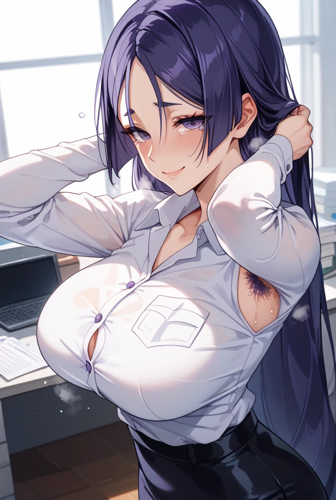 
masterpiece、Highest quality、One mature woman、Raikou、A motherly smile、Big Breasts、Purple Hair、Simakos、Recording、⏺️、REC、photograph、photograph器具、