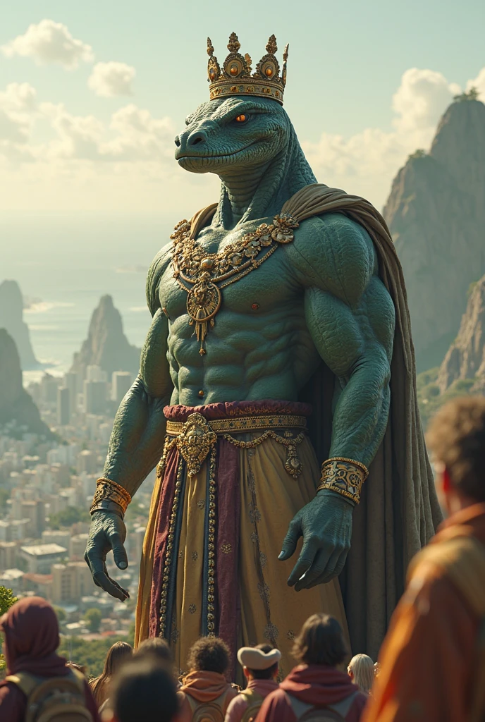 A muscle naked male green alligator, a muscle naked male green Lizardmen, sleeping stand on , showing his butt, wearing aztec clothes, wearing aztec shirt, detailed hands, detailed seductive face, ultra detailed eyes, ultra detailed fingers, show naked legs, smooth skin