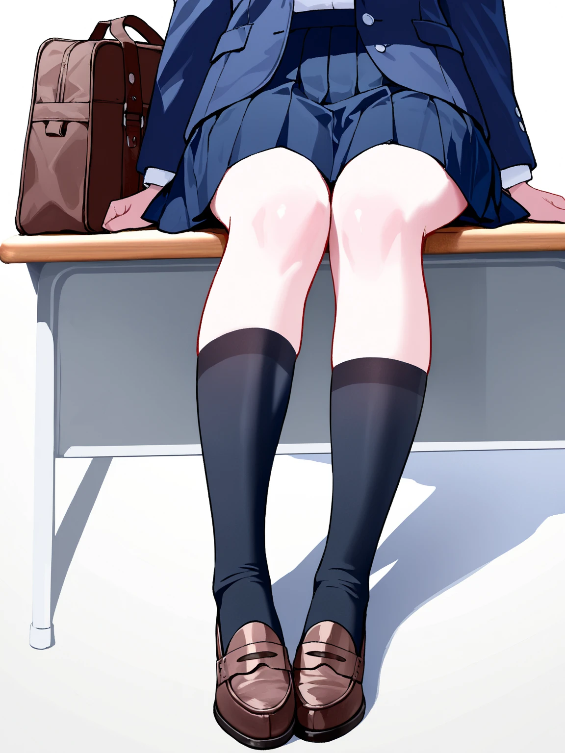 best quality, masterpiece, detailed,2d,flat color, 1girl,10yo,petit,,classroom,,thighhighs,cardigans,shoes