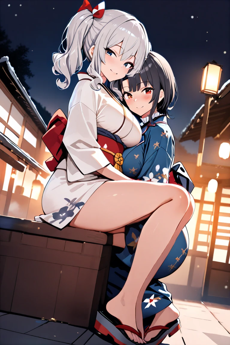 (masterpiece, Highest quality:1.4), Beautiful Face, 8K, 85mm, Absurd,Beautiful girls lined up、(((((3 people:1.7))))), (Floral Yukata:1.4), Face close-up, violet, Gardenia, Delicate girl, alone, night, View your viewers, Upper Body, Film Grain, chromatic aberration, Sharp focus, Face Light, Professional Lighting, Sophisticated, (smile:0.4), (Simple Background, Bokeh Background:1.2), detailed aspects,(((Show one breast:1.37))),((Very young and immature & Very few & Very flat chest:1.2),(Pink fashion glasses,1),(Showing anus from behind:1.2),