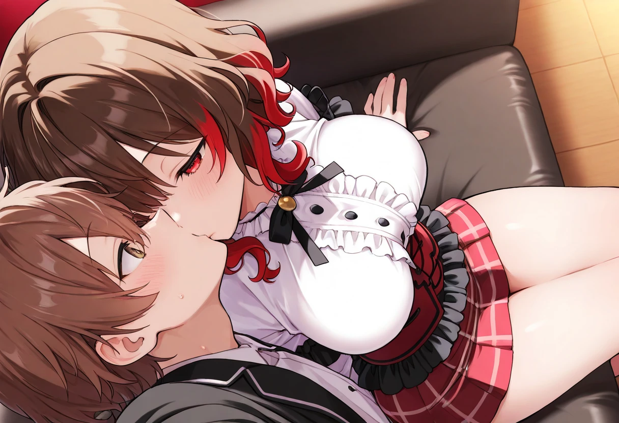masterpiece, best quality,(detailed), <lora:llmaki-nvwls-v1:0.9>,
altidolMaki, small breasts, frilled choker, mini top hat, black hat, frilled shirt, short sleeves, red bow, suspenders, red skirt, frilled thighhighs,
sexy, sweat, blush, <lora:Spitroast3:1>,
spitroast, sex, multiple boys, 1girl, 2boys, multiple penises,