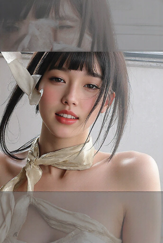 ((((highest quality))))、(((Ultra-precision CG16K wallpaper)))、(((masterpiece)))、(((Super detailed)))、(((super extreme details)))、random pose,mature woman、24 year old female、((Japanese face))、((very beautiful face))、((force:1.5))、((Straight twin tail hair:1.2、dull bangs))、(shiny brown hair)、beautiful and delicate eyes、brown eyes、raised eyebrows、high nose、small nostrils、small mouth、seductive lips、beautiful breasts、((C cup size breasts))、cleavage、plump body、(Chubby body type)、perfect proportions、perfect anatomy、perfect composition、Beautiful detailed shadows、美しいNatural light、Beautiful details shine、written boundary depth、(((High chroma)))、(((genuine:1.9)))、((Brilliant:1.5))、((horn:1.6))、((beautiful skin))、((skin texture))、((genuineな皮膚感))、(((cowboy shot、thigh:1.5)))、((overhead view:1.8))、((Surprised face with open mouth:1.5))、(eyes looking at me:1.5)、(((blush、sexy、joy、Trance:1.8)))、daytime living room、dazzling sunlight、Natural light、(((lie on your back on the floor:1.8)))、(Spread leg supine pose:1.5)、(((white lace bikini lingerie clothing:1.6)))、((hair band、earrings、Wearing a necklace:1.3))、((women tied with rope、bondage:1.6))、Mole under the left eye,かわいいいfreckles,, covered in tears, follow the pain, groan of pain, grimace of pain、freckles,Drool,painful expression,