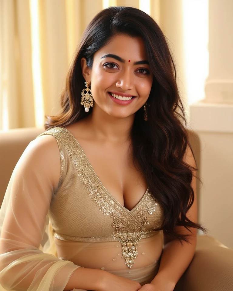 Day scene, close up photo of sexy indian, big cheeks, curvy, sexy navel, winking eyes, biting lips, bending over viewer in a garden, off shoulder strapless cowl neck lace bra, deep cut neckline, perfect figure, swooping big breasts, deep cleavage, ponytail hair, necklace, look at viewer and smile, (cinematic:1.3), intricate details, (ArtStation:1.2) INFO