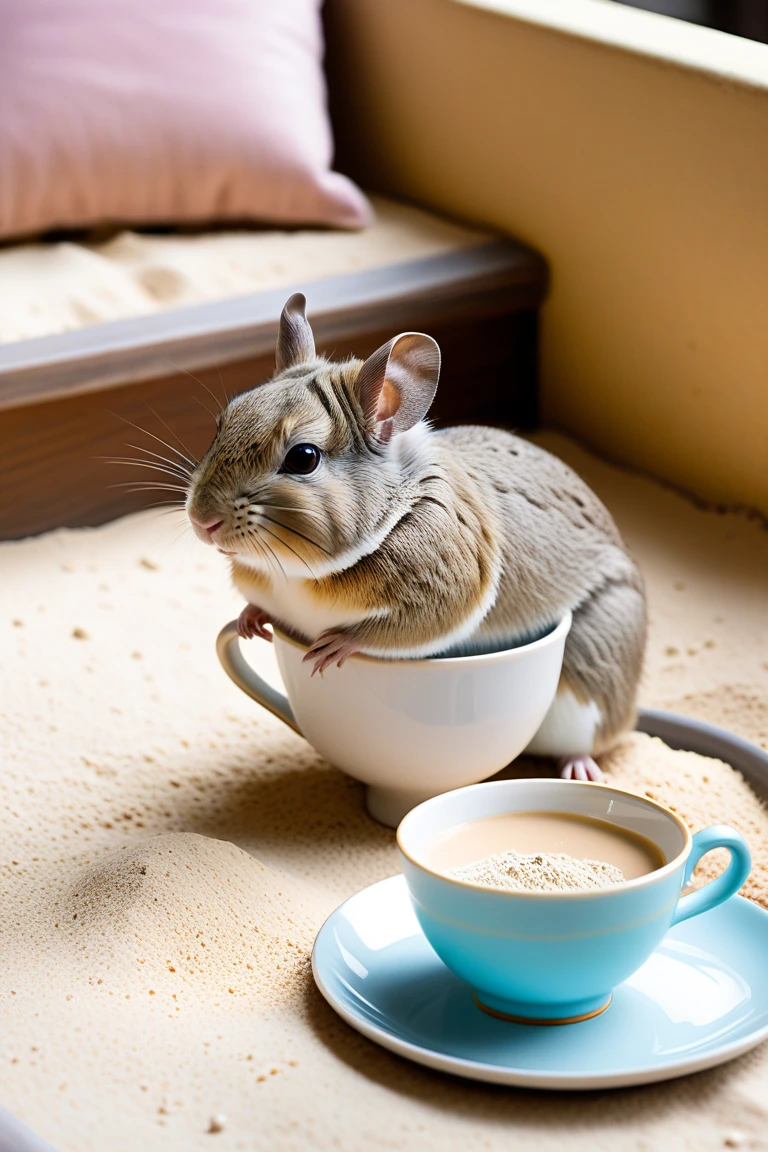 Fun sand color and white degu pastel color　Afternoon Tea