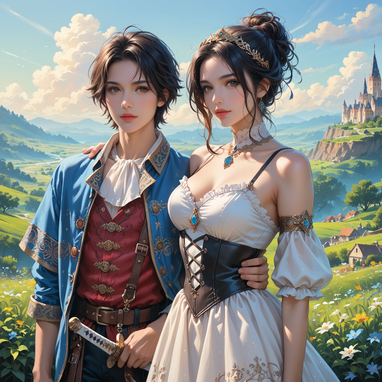 Romantic couple kissing in the classic wind