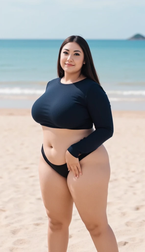 araffe woman in a white tank top and black skirt posing for a picture, she has a jiggly fat round belly, beautiful thick female, thick body, curvy model, short robust woman, thicc, alluring plus sized model, close up half body shot, angelawhite, her belly is fat and round, bbwchan, thick thighs