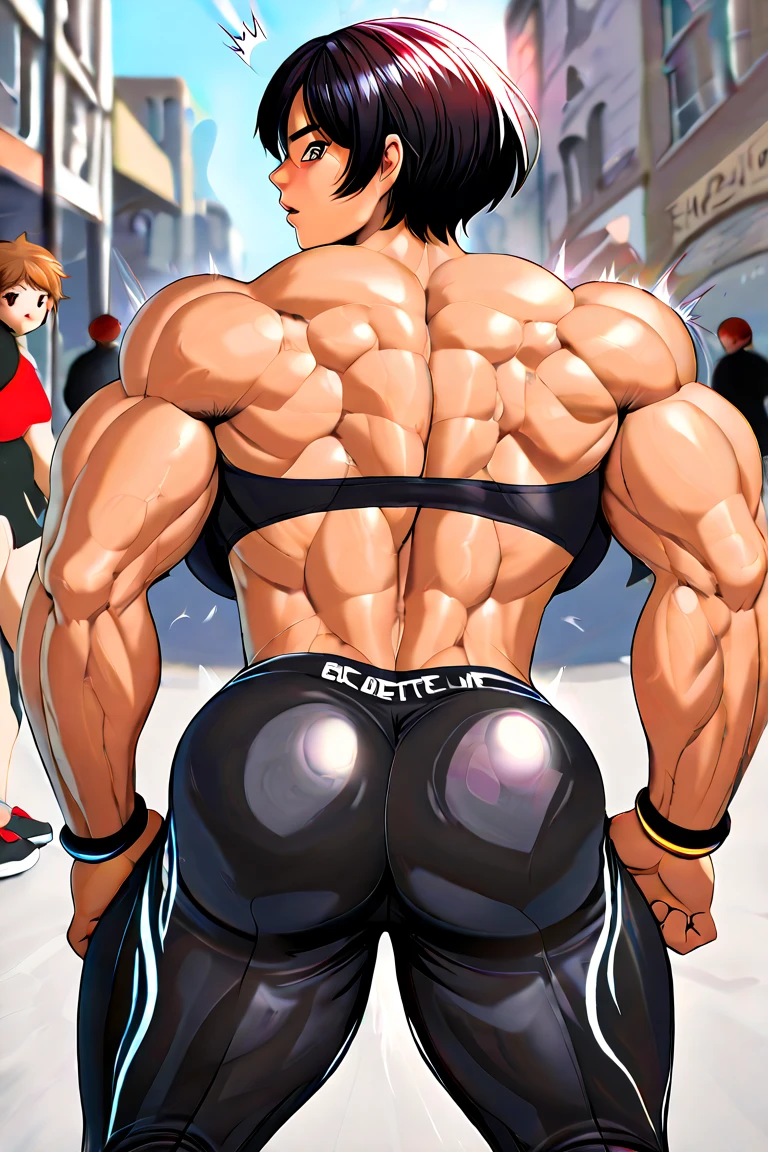 A muscular woman is a small man, extremely muscular, gigant ass, Bullish, huge ass,  holding a small man e fraco,by the arms, holding a small man, Make a Little Man e magro, Make a Little Man, a small man in the hands of the muscular woman,