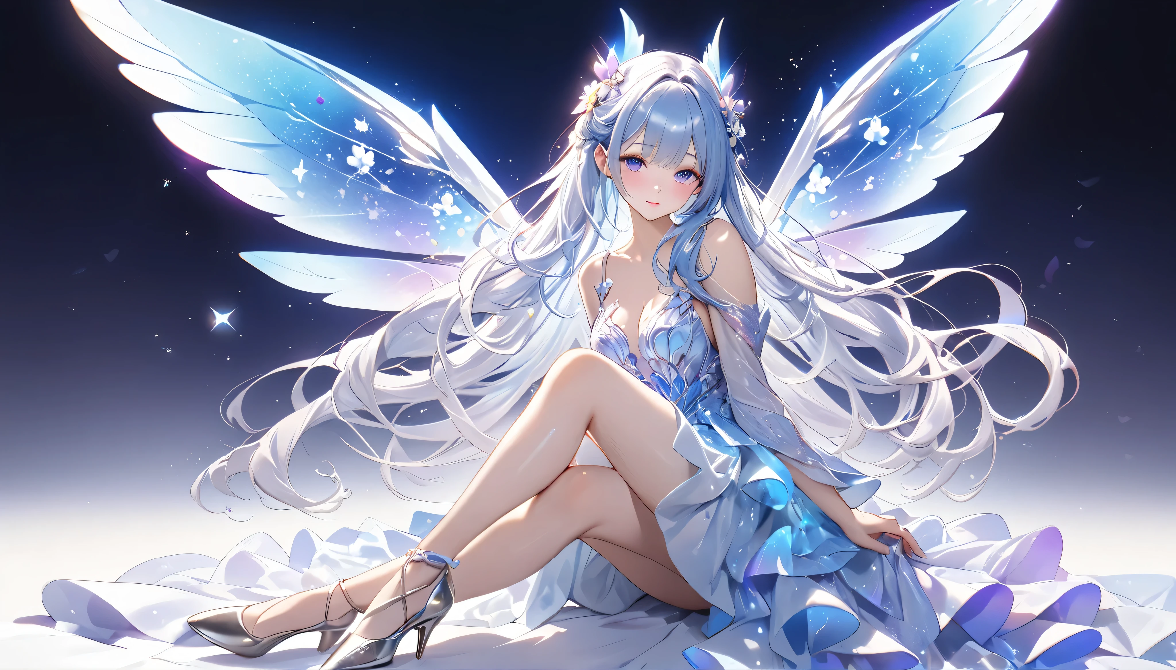 a beautiful butterfly fairy under the moonlight