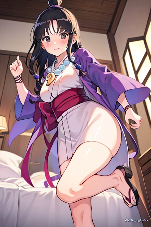 takeda hiromitsu style,(((nsfw))),(((white sheer fabric fundoshi))),(((white sheer fabric pelvic curtain lifted by self ))),(((wears tabi on feet))),(((white short sleeve kimono tops))),(((Show cleavage))),(double-breasted,underbust:1.2),(((Japanese festival twisted headband)))