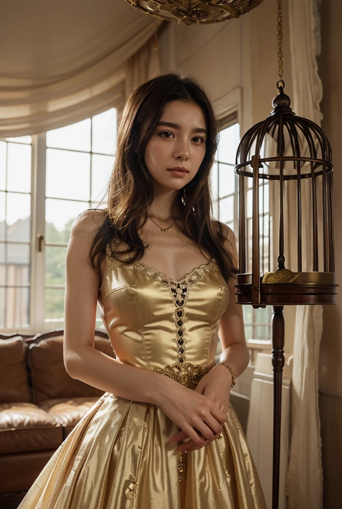 Realistic Photography, Beautiful Cute Female , Rococo Dress,big breasts,long
,perfect colorful makeup,