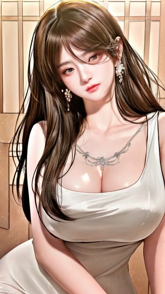 Korean cute girl, shirt_lift, black_hair, long_hair, large_breasts, ring, jewelry, covering_breasts, lips, t-shirt, nail_polish, realistic, beautiful breasts, masterpiece, best quality, photorealistic, realistic, hyperrealism, Perfect anatomy, Perfect perspective
