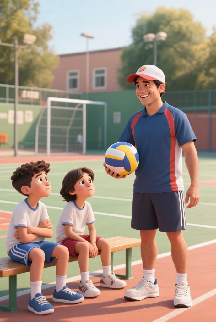 (best quality, masterpiece, ultra detailed), 12 year old, tall chubby playing soccer on a small field with other children, dynamic focus on the child, natural lighting, vibrant colors, low perspective, well detailed grass.