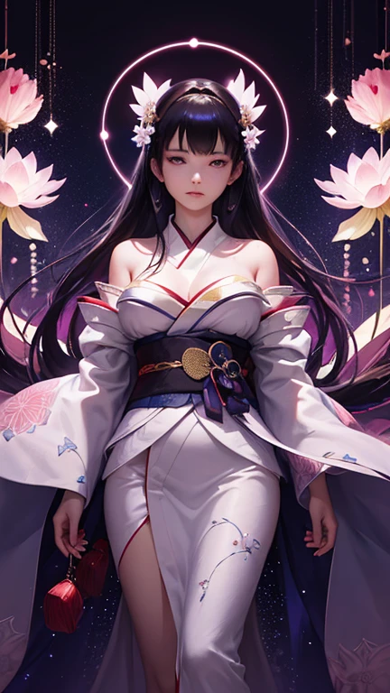 //Character 1 Girl, Tragic Princesses of Ancient Japan, Slim and soft, 中くらいのbig胸, Ultra detailed face, So cute, Innocent, Round face, Thin eyebrows, Iris, (Clear skin, Super Extra Pale, Looks sick, Sad:1.6), (A shadow on her cheek), sorrow, Very long hair, Black Hair, Straight bangs, Devil horns on my head BREAK //Fashion Japanese ghost-inspired outfit Her outfit is styled with the image of the clothes of death Pure white Japanese kimono, BREAK IN A BAMBOO GROUND FEATURED WITH DARK GRAY FLOWERS, Deep in the mountains, Very dark, cold, The snow falls quietly, Cover your mouth with sleeves,Highest quality, Very detailed, Japanese Goddess, 夜とmoonの女神 (Tsukuyomi:1.5), Black Hair, Bright Eyes, Beautiful Eyes, (A circle of light behind her:1.3), (彼女は赤い模様の夜とmoonの横を走る.:1.3), (It is a very luxurious white formal dress with many decorations.。:1.5), Cinema Lighting, moon, performer, bright light line, Mature Woman, sexy, big , Amaterasu Oomikami, delicate, very sexy woman, Sensual girl, big busty,
