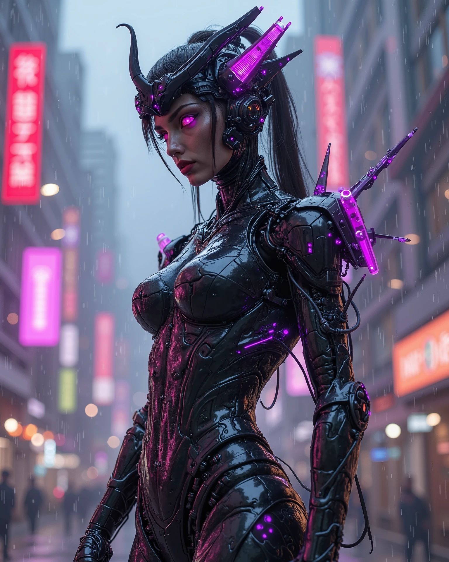 best quality,4k,8k,highres,masterpiece:1.2,ultra-detailed,realistic:1.37,HDR,UHD,studio lighting,ultra-fine painting,sharp focus,physically-based rendering,(Yoshitaka Amano style:1.1),SFW,(safe for work), A nordic woman and her guardian familiar, mystical creature,otherworldly creature,enchanting companions,wearing stylish futuristic clothes,inspired by Phantasy Star Online,action shot, (The woman, with her eyes brightly colored, no makeup and her nordic facial features elegantly detailed, adding to her allure. Dressed in elegant casual clothes with a stylish futuristic jacket.), (She is accompanied by a guardian, a mushroom-like creature with exquisite jellyfish features resembling a kraken. The creature's presence adds a sense of wonder and magic to the scene.), (The woman and her companion stand in a dark and gothic city, a modern metropolis with surreal plants, and vibrant signs. The colors are vibrant, with a mixture of blues, olive, and pale reds creating a dreamlike atmosphere.), (The lighting is soft but illuminating, casting a gentle glow on both the woman and the creature.), (The overall composition has a realistic and photorealistic quality, capturing the essence of the scene in intricate detail.), (The art style is inspired by Yoshitaka Amano, known for his ethereal and otherworldly illustrations. The combination of realistic elements with the artist's unique style creates a captivating and visually stunning image.),Greg Rutkowski