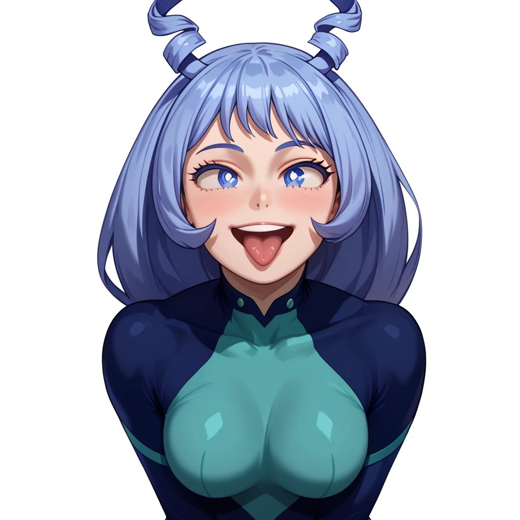 score_9, score_8_up, score_7_up, perfect face, perfect eyes, 1 girl, medium breast, blunt bangs, twintail hairstyle, smug face, hands on hips, latex clothes, latex shorts, thigh highs, exposed shoulders, in a room, solo focus, high camera angle