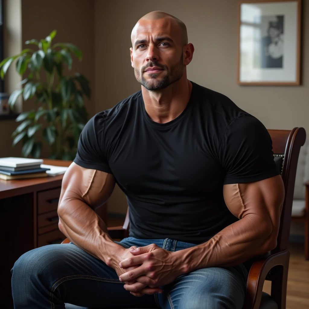 40 years old,Hidetoshi Nakata,(Kogoro Mori 1.3),Oriental face,whole body,Lean,muscle,office,Kneeling,black,foot,White socks,Baldhead ,transparent,Thick body hair,underwear,Topless,Densely hairy,Fortitude,HD,With a mustache