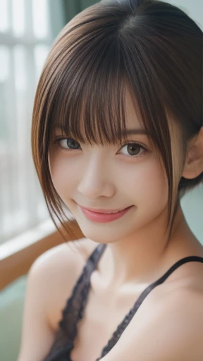 (Highest quality、8k、32K、Masseter muscle area、Hmph:1.2)、profile、(Slim figure:1.2)、(Lips) 、double eyelid、Glowing Skin、Realistic light rays、big、Beautiful Face、(smile:1.3)、(short hair:1.4)、Blurred Background、(Front Focus)、(dark: 1.6)、Fantasy art、Photorealistic、Professional Lighting、Highly detailed face、Award-winning、Deep Shadow、Summer beach、Floral Dress