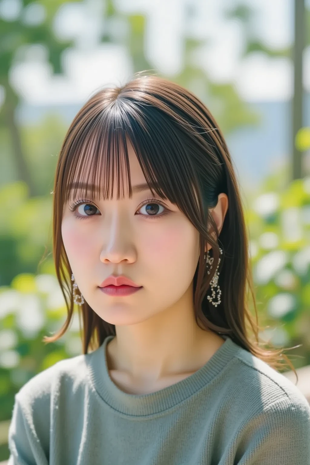 best quality, tmasterpiece,Ultra-high resolution,Clear face,(Reality:1.4),ferpect lighting,(upper body photo), (photorealistic:1.50), anime wallpaper, Guviz style artwork, cover-up fantasy up to magic , by Yang J, Guviz, beautiful artwork illustration, beautiful digital artwork, beautiful digital illustration, Li Song, beautiful anime portrait, art style in Beauvot, 1girl, 独奏, red eyes, hair flower, , serafuku, hydrangea, Garden, from above, ,