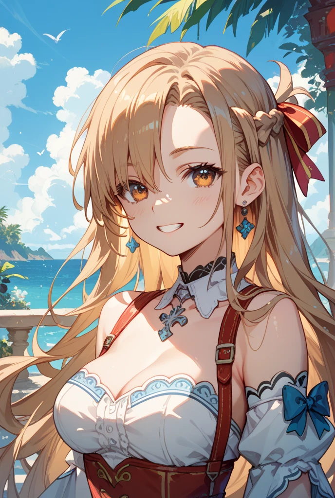 (2girls:1.5), (closeup body: 1.4), (cleavage: 1.1), (minigirl much smaller than a giantess girl: 1.4), (adventurers: 1.2), (giantess: 1.2), (height difference: 1.8), (size difference: 1.4), (minigirl:1.2), catgirl, fluffy ears, :3,AKAI_HAATO,bronde_hair,light_blue_green_eyes,1_beautiful_girl,cute_face,red_ribbon,beautiful,best_quality,good_anatomy