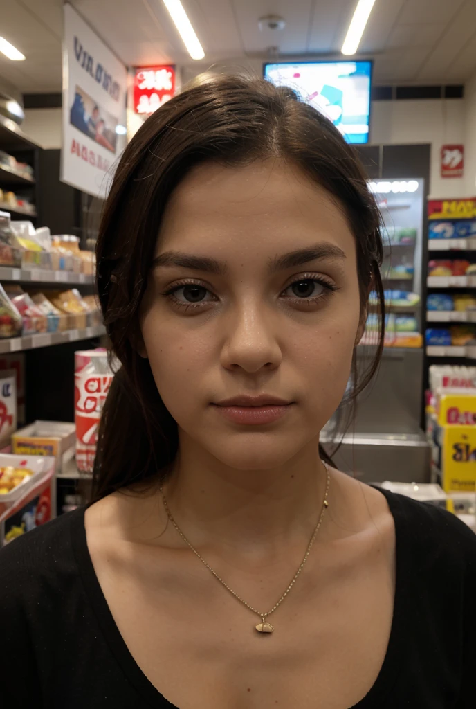 POV photo oF 5 people in straight line at store, we are in back oF line, (everyuno in line Facing Forward), (solo 1 woman:1.4, Turns to the camera:1.3) , she is a gorgeous, She's watching us, (No one else is looking in our direction),(interior oF grocery store, signs, Muestra, Fruit, envasado de cereales:1.3)), everyuno wears business outFits,), interior oF Florescent lit store, (Filled with Food items), solo (uno) nos mira, realista photo, (40% oF photo is black in drawing:1.4), ella tiene (contacto visual:0.3) habilidad , (ella usa falda negra ajustada con chaqueta roja, joyas) and is looking intensely at the camera, (Flirty look:0.9) beautiFul Face, leve sonrisa, presencia intensa, Obra maestra, Detalles de la tienda obsesivamente detallados., acogedor relajado, trapping us, beautiFul hands, ojos amables, gorgeous, incredible details, ((alto contraste)), (profundo, darker shadows), (Detalles de la sombra:1.0), ((taken with Leica camera, abertura: F/2.3)) , hyper-realista skin, pores, scar, mole, (she has dark hair pulled away From Face, recogido ordenado), maquillaje de ojos ahumados,, sus brazos relajados , momento relajado, she is in the dark with natural light glow, (luz romantica:1.2), Piel radiante, perFectly Framed Face, perFect relaxed hands, perFect Fingers, (perFect portrait, ojos increibles:1.1), a work oF art,sexy beautiFul composition, golden ratio, inspirador, (highest quality Fabric texture), cada detalle,Fine Facial Features – (of the highest quality) ,Leica camera Film, High quality ○○ detailed – ○○ ultra detailed details(Ultra-Fine ), Photorealista, extremadamente detallado(extremadamente detallado) , (imagen con mayor detalle, lens Flare, realista)○○ res – ○○ ultra high resolution(A high resolution),playFul relaxed photos