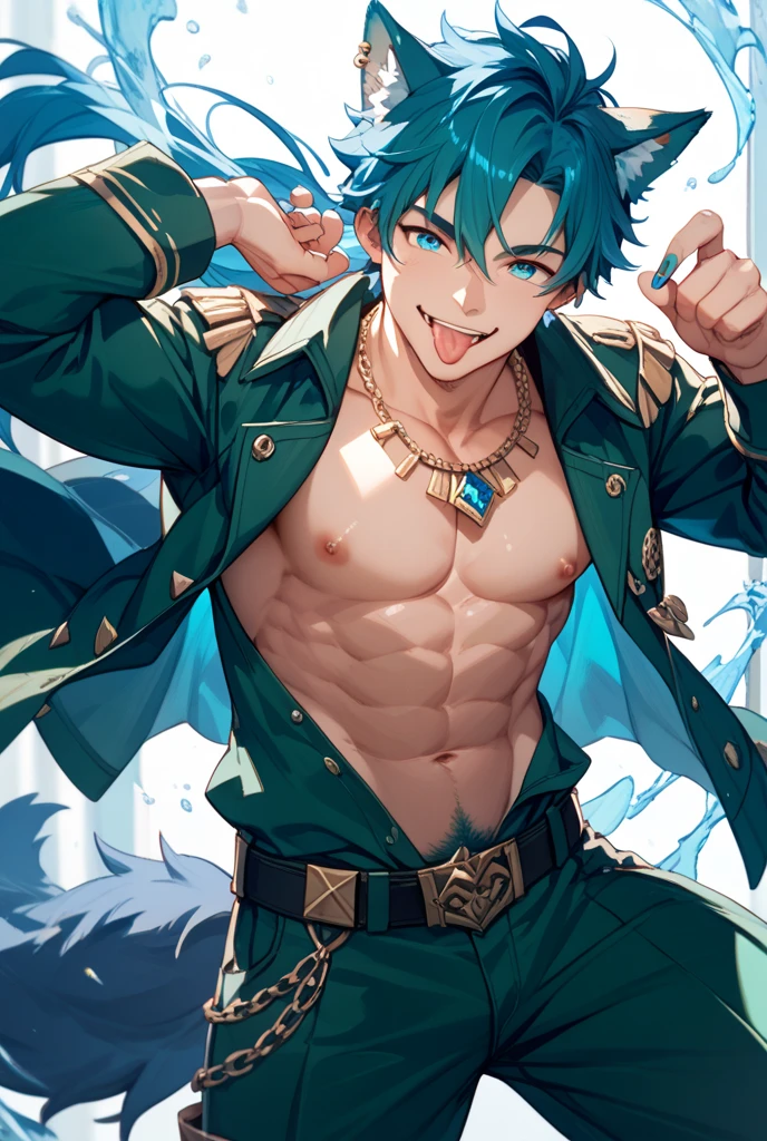 Thin macho western black dragon abs Hollow abs body suit thick arms chest rig 、sweaty skin glow profile Wearily short of breath Chemo
have a blue eyes Tired look jacket ガットパンチ ゴーグル