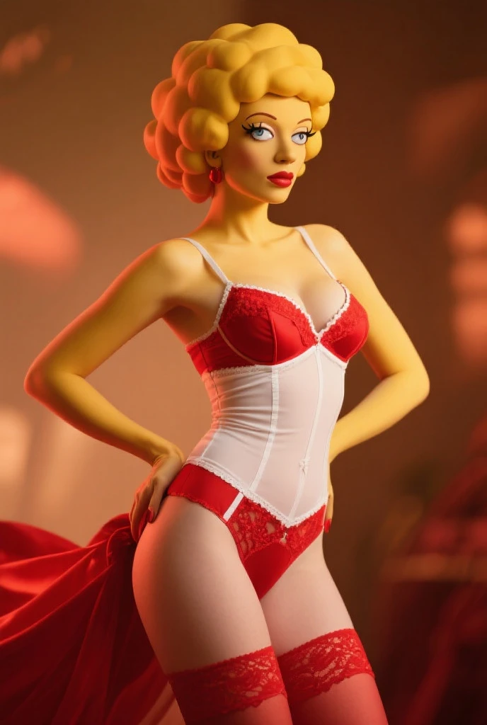 (full length photo:1.5), beautiful woman, (red PlayboyBunnyCostume), (collar with bow tie), (white cuffs with gold cufflinks), ((large natural breasts:1.3)), (high heels:1.3), earrings, (sheer black pantyhose:1.3), vibrant colors, bright natural lighting,
<lora:PlayboyBunnyCostume_V5:0.4>
posing in a night club in 1975, <lora:BarbaraHillaryTest2:1>, smiling