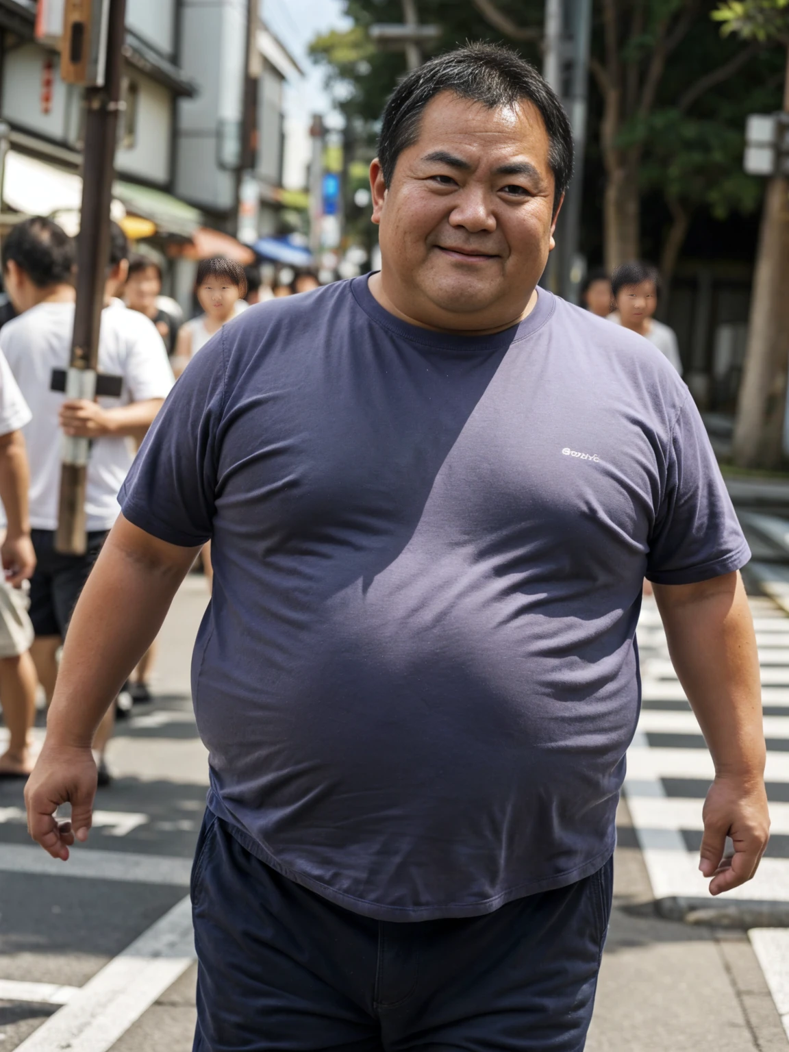 A lot of Asian men、Half naked、Shibuya, Tokyo、Are fat、Middle-aged men