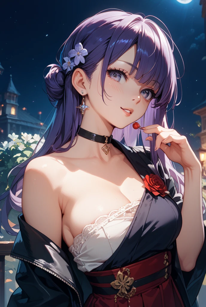 (((Masterpiece))), (((Highest quality))), ((Ultra-detailed)), ((Super fine illustration)), ((Ultra-fine painting)), (16K highest quality wallpaper:1.4), (Upper body:1.6), HDR, (Highly detailed and delicate illustration style:1.8), Detailed skin texture, Detailed cloth texture, Extreme detailed description, (T-masterpiece), (Highly detailed face:1.2), (Highly detailed fox ears:1.2), (Highly detailed shiny medium hair:1.2), (Highly detailed beautiful eyes:1.2), Original, RAW photo, Professional, Intricate details, Super details, Direct light:1.6, (Perfect anatomy:1.4), (Highly detailed hands:1.2), (Highly detailed fingers:1.2), (Highly detailed fingertips:1.2), (Sexy), (Sexy), (27-years-old), Real, (Solo:1.6), ((A very beautiful and attractive purple fox fashion model who is a messenger of God and a traditional Japanese sacred shrine maiden:1.4)) BRAKE (Absolutely perfect completely sleeping deeply on the Highly detailed stylish and luxurious bed:1.2) BRAKE (Beautiful and adorable purple fox ears:1.6), (Highly detailed and delicate purple fox ears:1.2), (Beautiful and well-shaped big breasts:1.2), (Beautiful and well-shaped buttocks:1.2), (Beautiful and shiny purple medium hair:1.6), (Highly detailed and delicate purple medium hair:1.4), (Beautiful clear blue eyes that shine with great detail:1.6), (Highly detailed and delicate blue eyes:1.2), (Highly detailed face:1.4), (Smile:1.4), (Blush:1.6), (Looking at viewer:1.4) BRAKE ((Bright Purple:1.25) sexy lingerie bra:1.3), ((Bright Purple:1.25) sexy lingerie panties:1.3), (Sexy lingerie bra and sexy lingerie panties only:1.6), ((The color of the sexy lingerie is Bright Purple:1.6)) BRAKE (Highly detailed Stylish and luxurious bedroom:1.2), (Highly detailed stylish and luxurious bed:1.2) BRAKE (Just after sunrise:1.5), (Intricate and detailed Beautiful sunrise and castle garden scenery:1.6), (Highly detailed and delicate luxury bedroom and bed in the background:1.4) BRAKE (NSFW) BRAKE